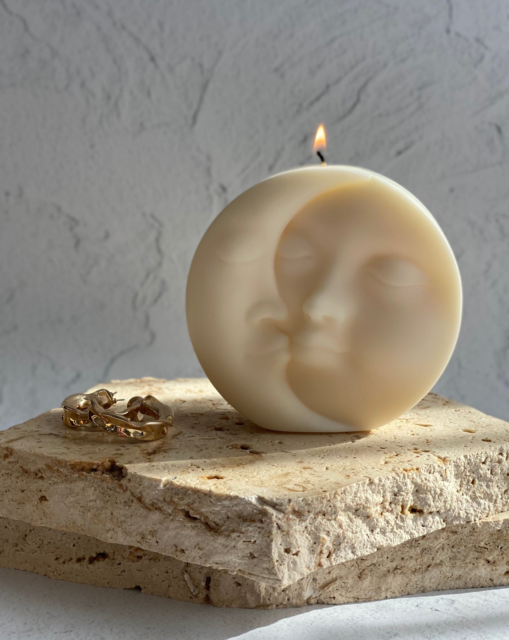 moon and sun face  eclipse soy wax candle 