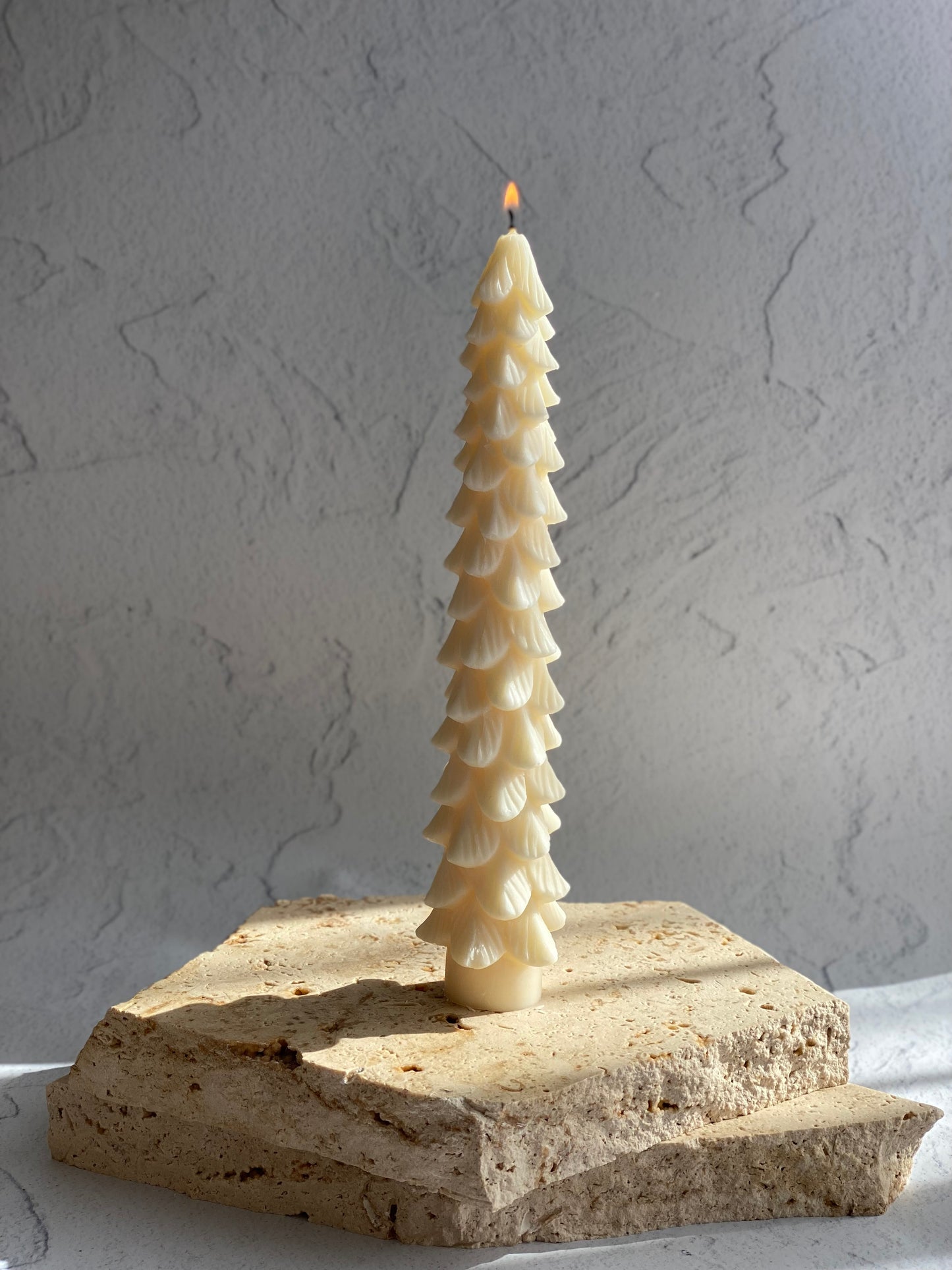 Lit Christmas Tree Candle