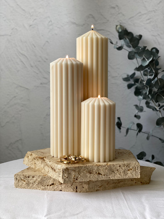 A Candle Gift Set of 3 Luxe Pillar Candles perfect for Gifting | Sculptural Candle Australia | Candle Decorations | Home Decorations | Bubble Candles | Free Standing Candles | Clean Candles | Sculptural Candles | Candles Australia | Scented Candles | Unsc
