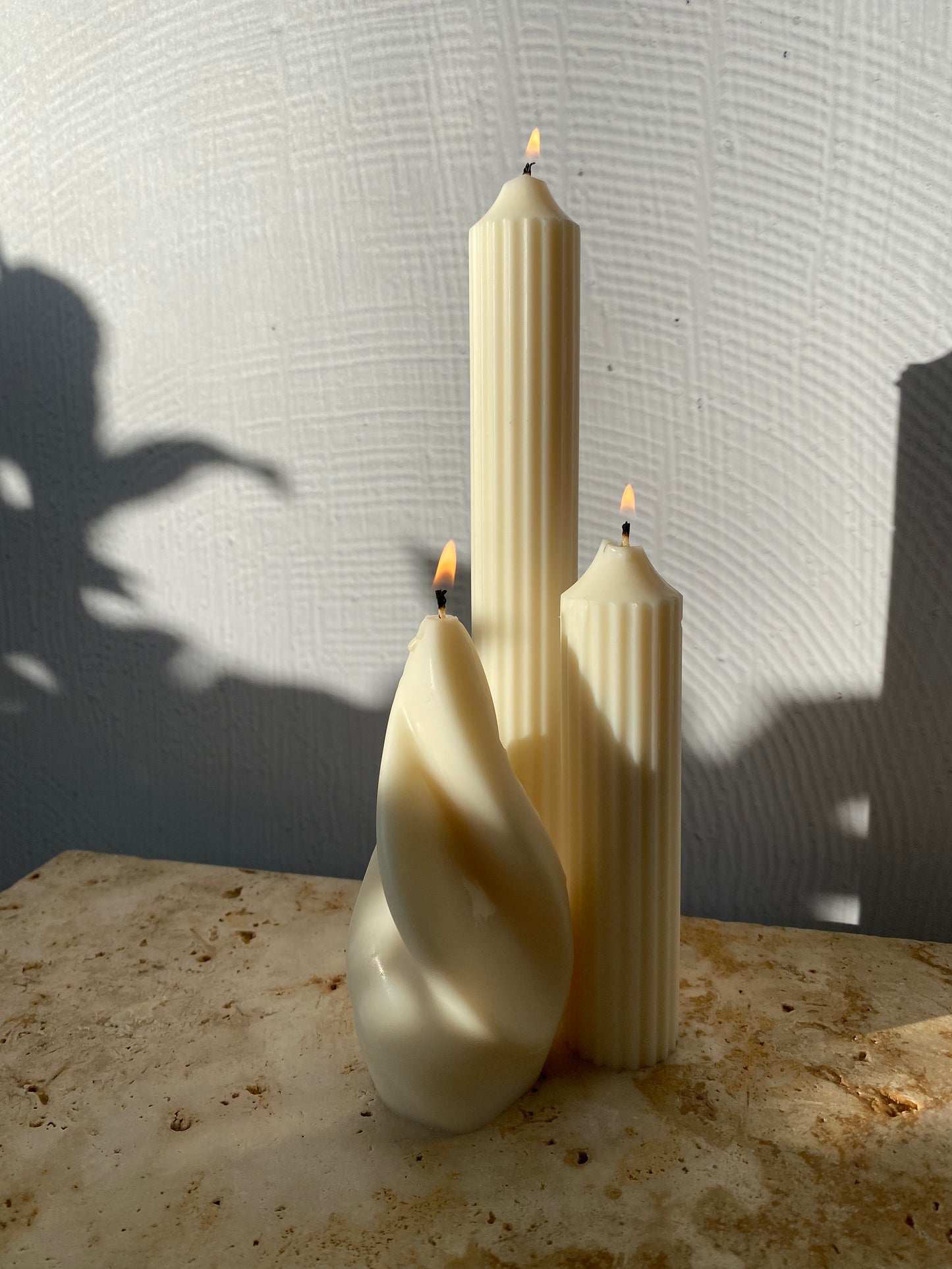 Twirl Candle Ribbed Pillar Home Decor Ideas | Home Decoration Ideas | Centerpiece Ideas | Candle Decorations | Sculptural Candles | Sculptural Candles Australia | Free Standing Candles | Clean Burning Candles | Sculpted Candles | Australian Made Candles |