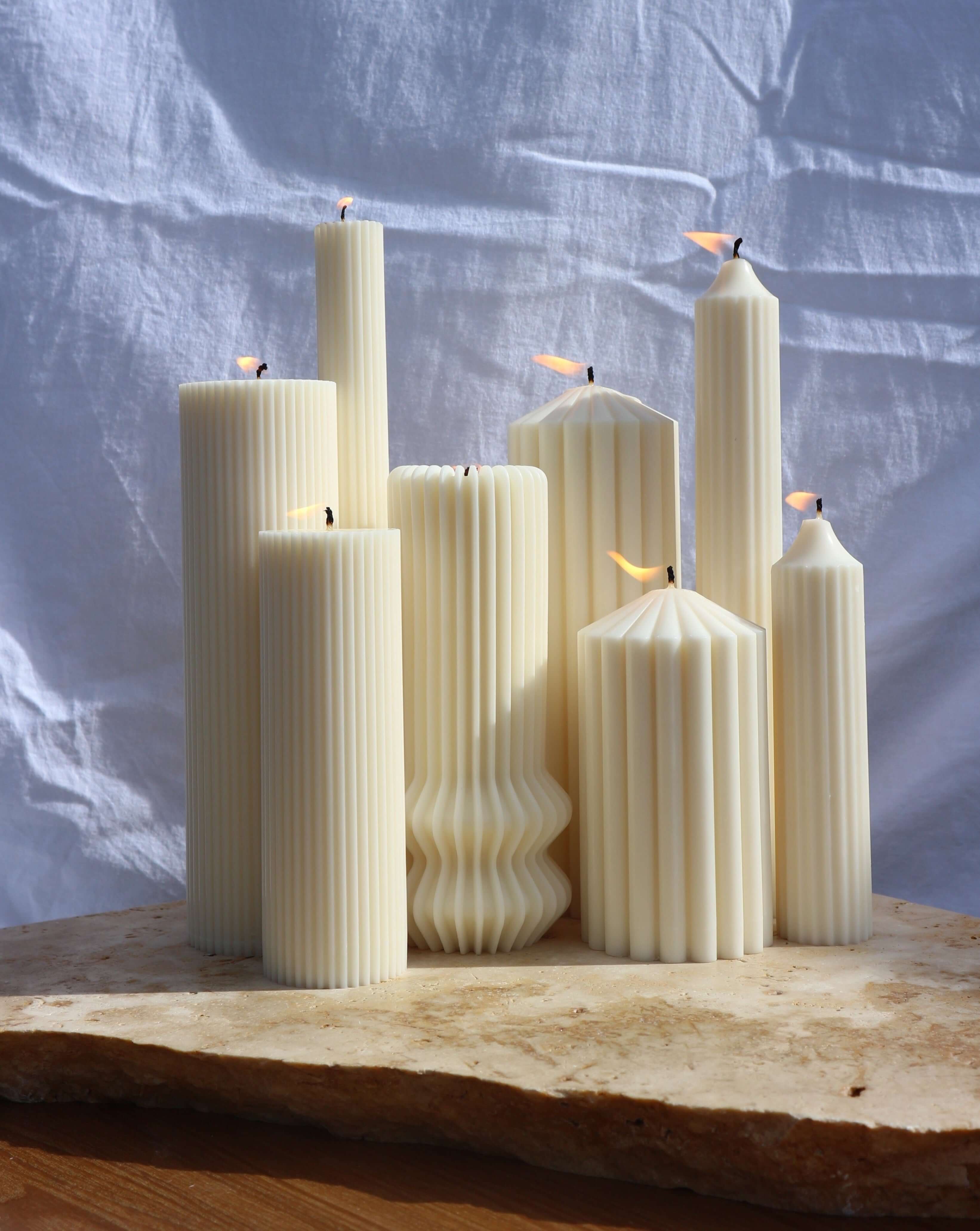 Pillar Candles outdoor setting Australia | Wedding reception candles | Wedding reception candles | Candle wedding centerpieces on a budget | Free Standing Candles | Paraffin Free Candles | Unscented Candles | Column Candles | Free Standing Candles Austral