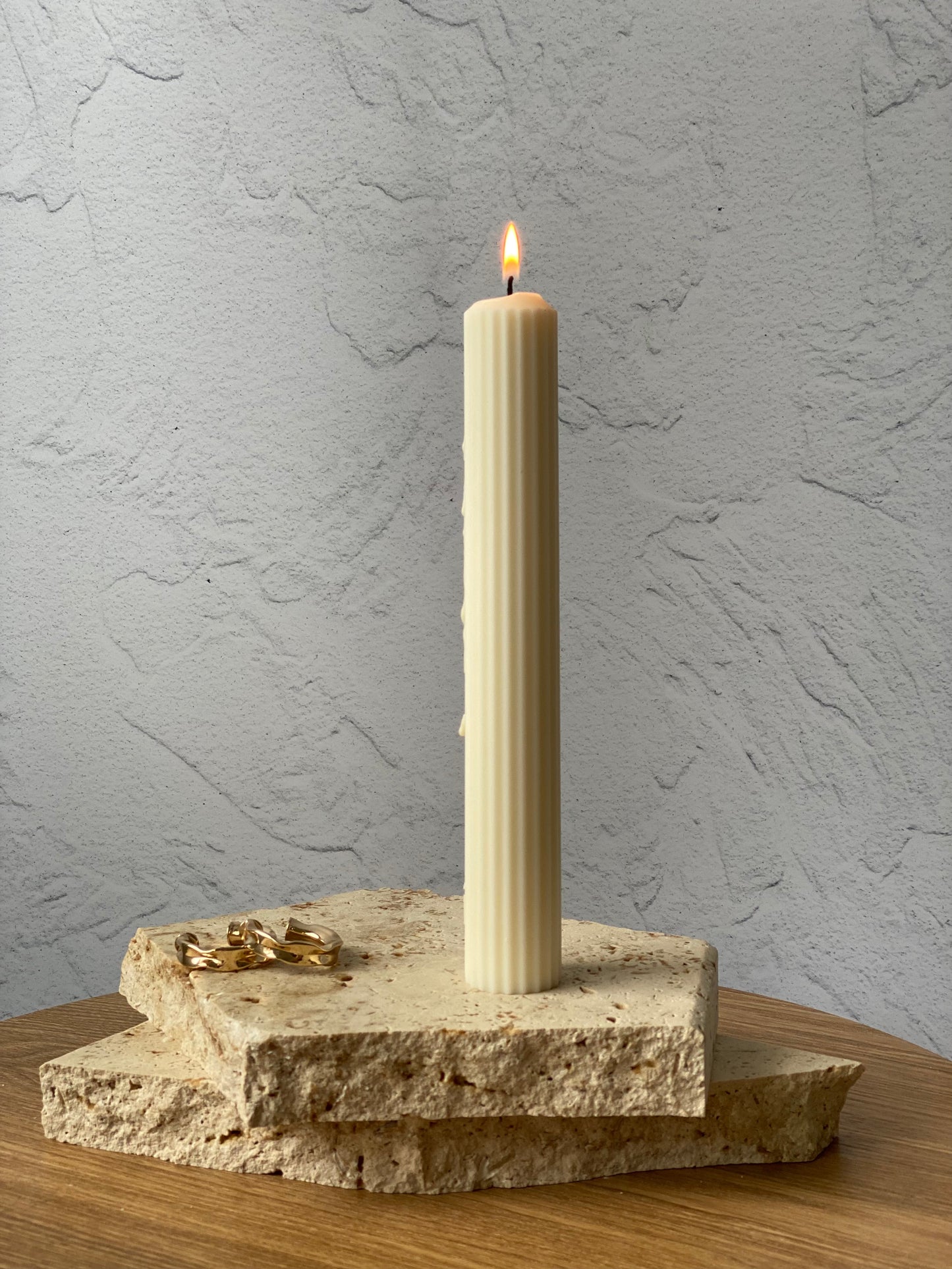 Case 25cm Thin Ribbed Pillar Candle | Wedding reception candles | Candle wedding centerpieces on a budget | Free Standing Candles | Paraffin Free Candles | Unscented Candles | Column Candles | Free Standing Candles Australia | Candles Australia | Sydney C
