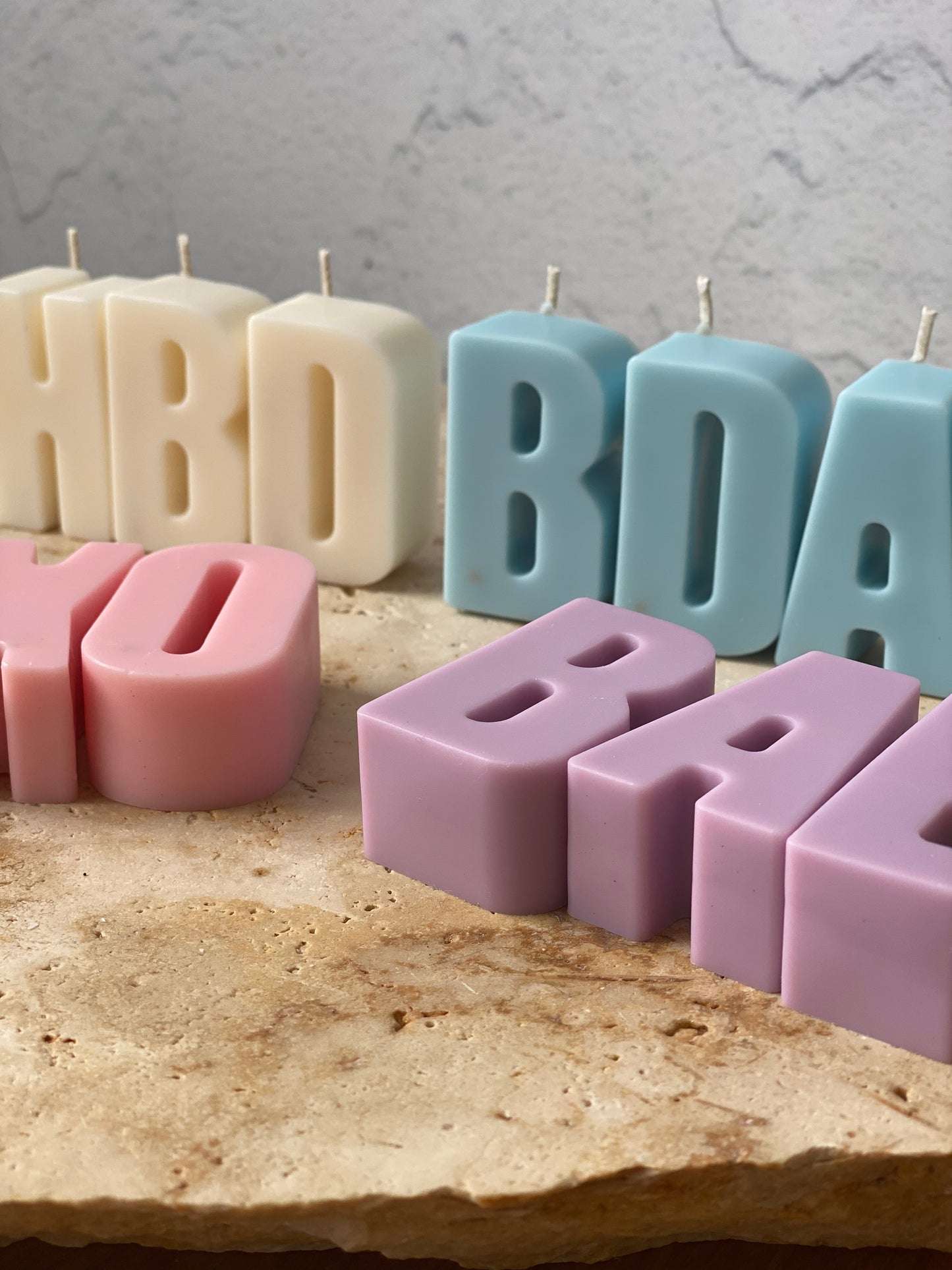 Coloured personalised birthday candles | Personalised Birthday Candles Australia | Sydney Candles Australia | Alphabet Candles for Cakes | Alphabet Birthday Candles | Custom Birthday Candles | Coloured Candles | Letter Candles | Special Candles | Cake Top