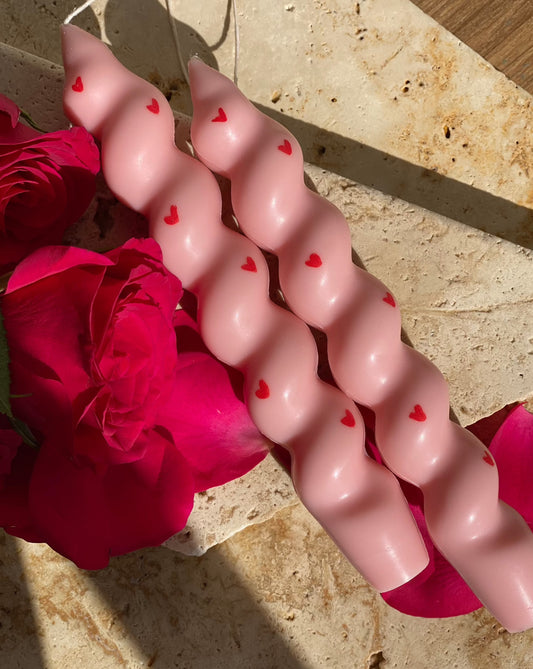 Valentine's Day Heart Candles | Vday | Pink Candles | Home Decoration Ideas | Centerpiece Ideas | Candle Decorations | Sculptural Candles | Sculptural Candles Australia | Free Standing Candles | Clean Burning Candles | Sculpted Candles | Australian Made C